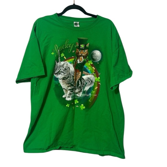 Cat Leprechaun Cat Unicorn Novelty Tee Size 2XL St. Patrick’s Day - Picture 1 of 5